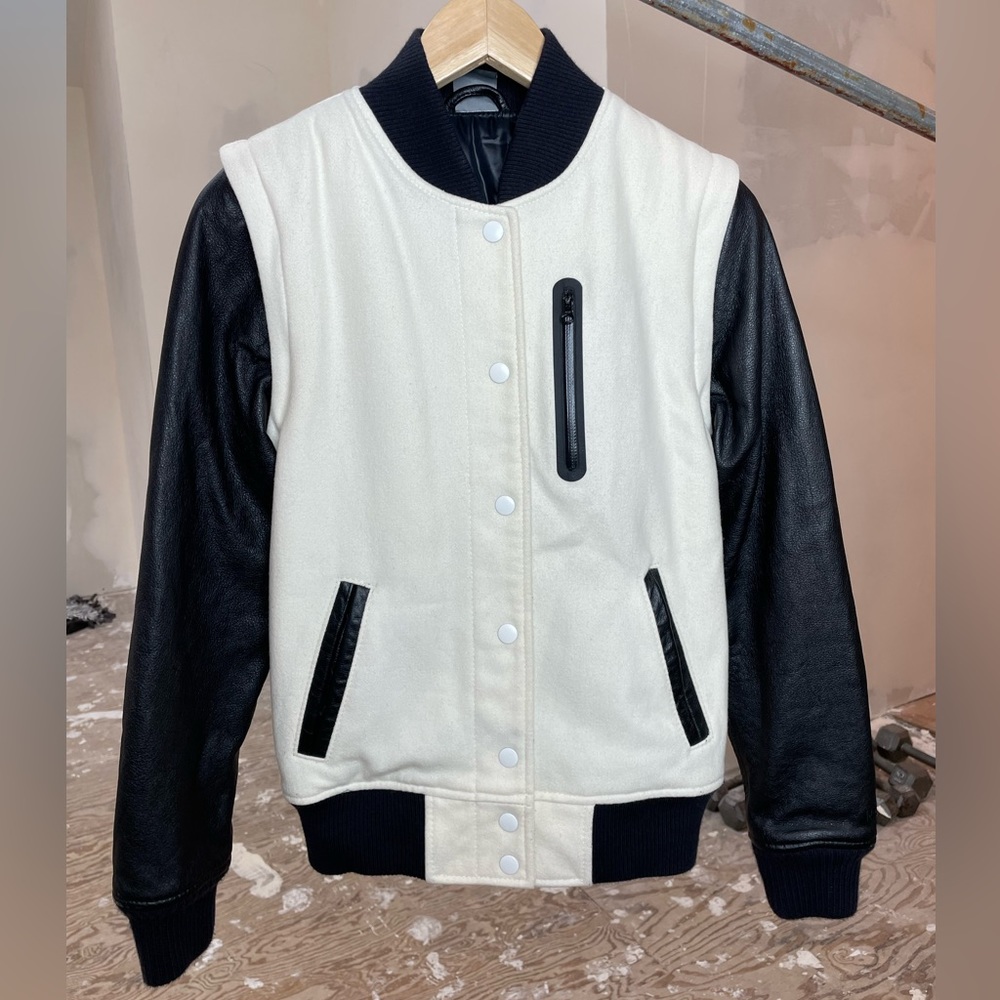 NIKE Sportswear Destroyer Varsity Bomber Jacket Wool & Leather